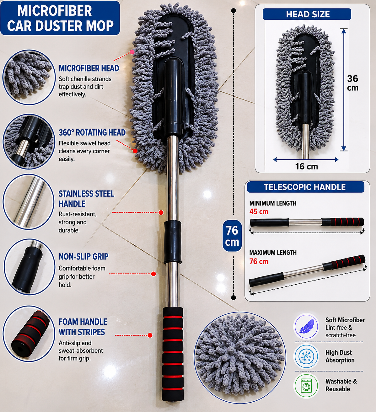 Car Duster Cleaning brush Premium Microfiber
