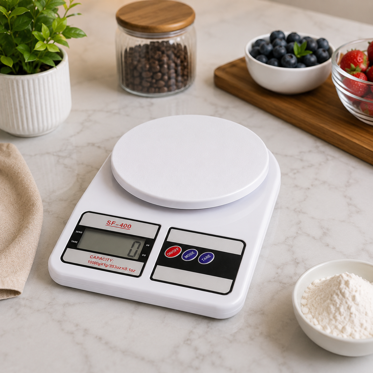 Digital Kitchen Weight Scale SF-400 – Electronic Food Measuring Scale with LCD Display | High Precision Kitchen Weighing Machine for Cooking, Baking & Diet Use