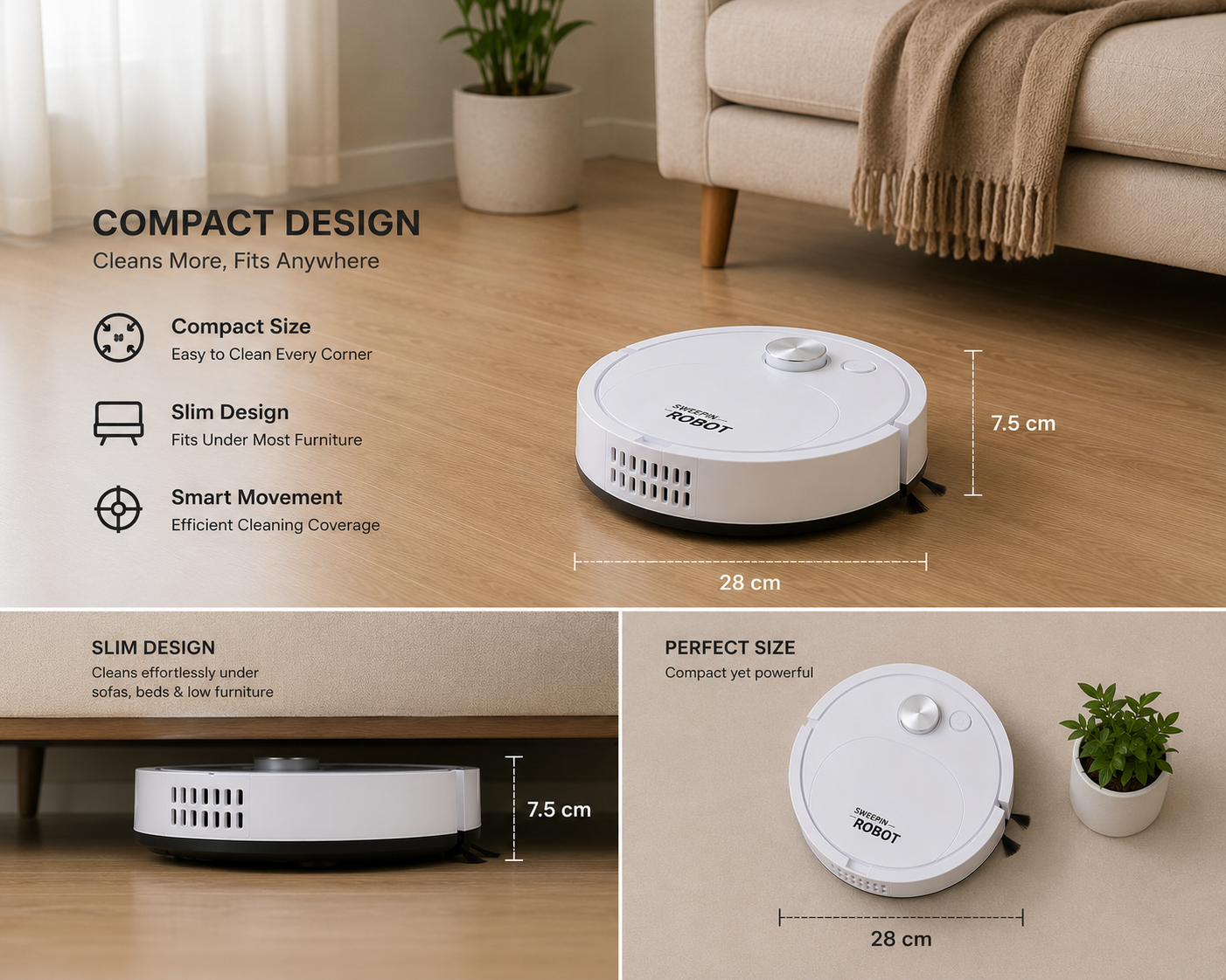 Smart Robot Vacuum Cleaner – Automatic Sweeping & Dust Cleaning Robot
