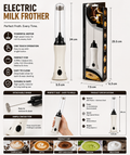 Electric Coffee Foam Maker & Milk Frother Handheld USB Rechargeable Mini Whisk for Cappuccino, Latte, Hot Chocolate & Matcha