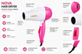 NOVA Foldable Hair Dryer 1000W – Portable Hot & Cold Hair Blower for Home & Travel