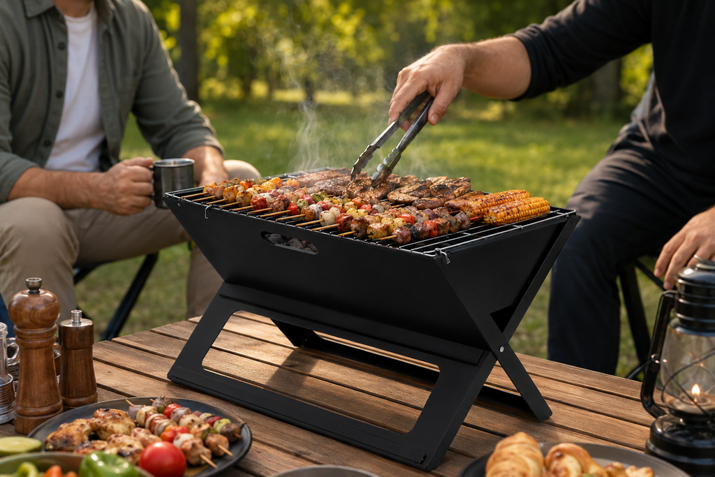 Portable Foldable Charcoal BBQ Grill – Outdoor Barbecue Grill for Camping, Picnic & Garden Party