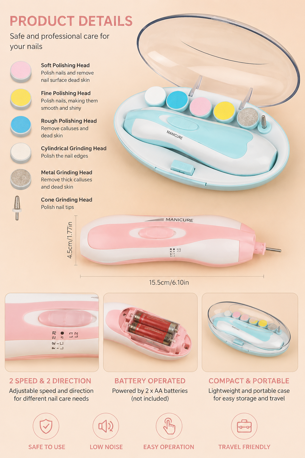 Baby Electric Nail Trimmer & Grinder Kit