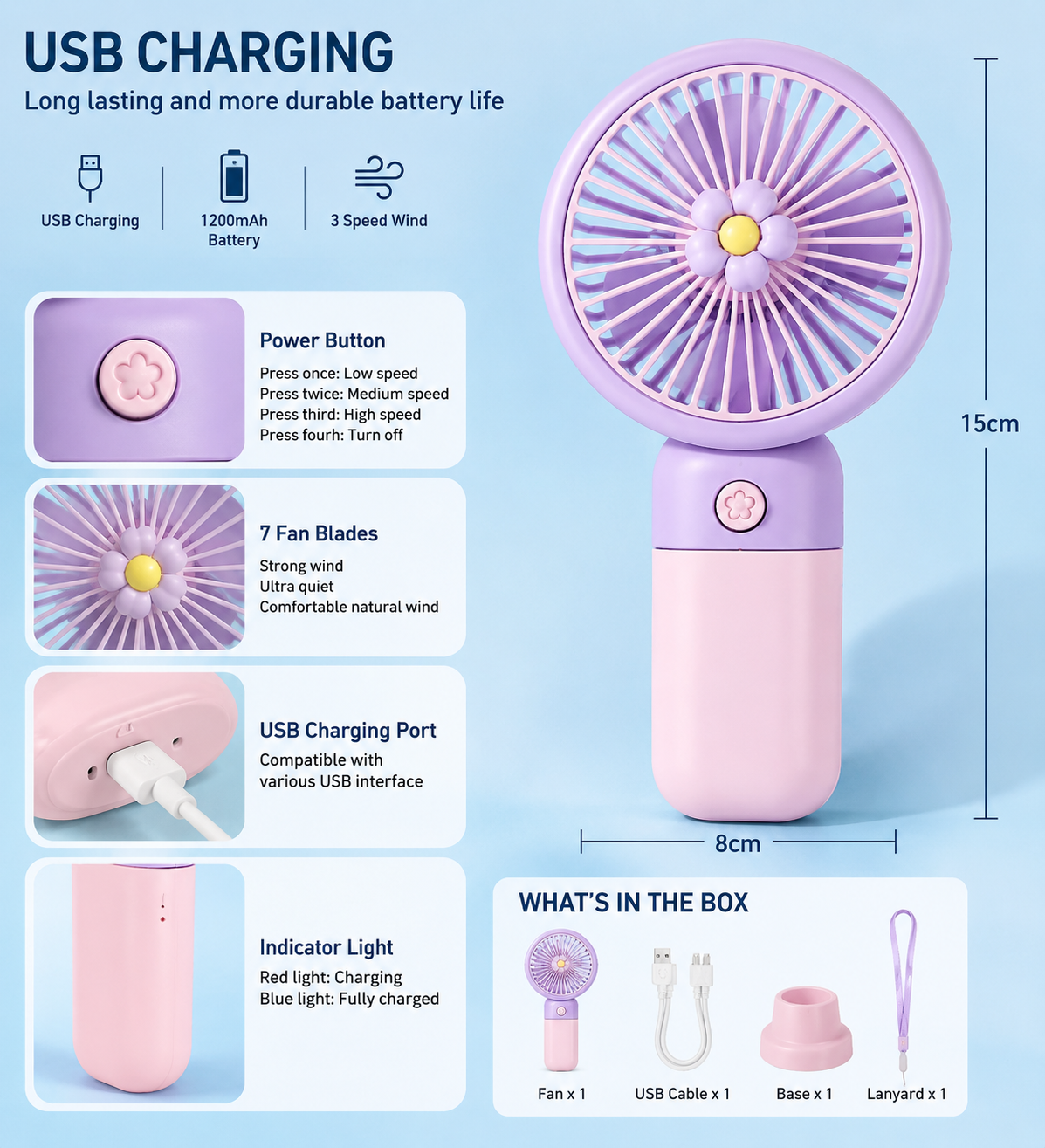Mini Fan USB Rechargeable Handheld