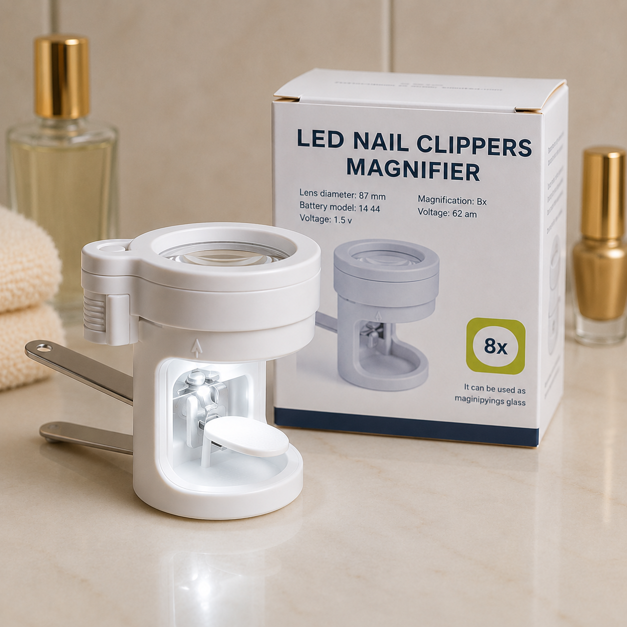8X Magnifying Nail Clipper with Built-in Magnifier