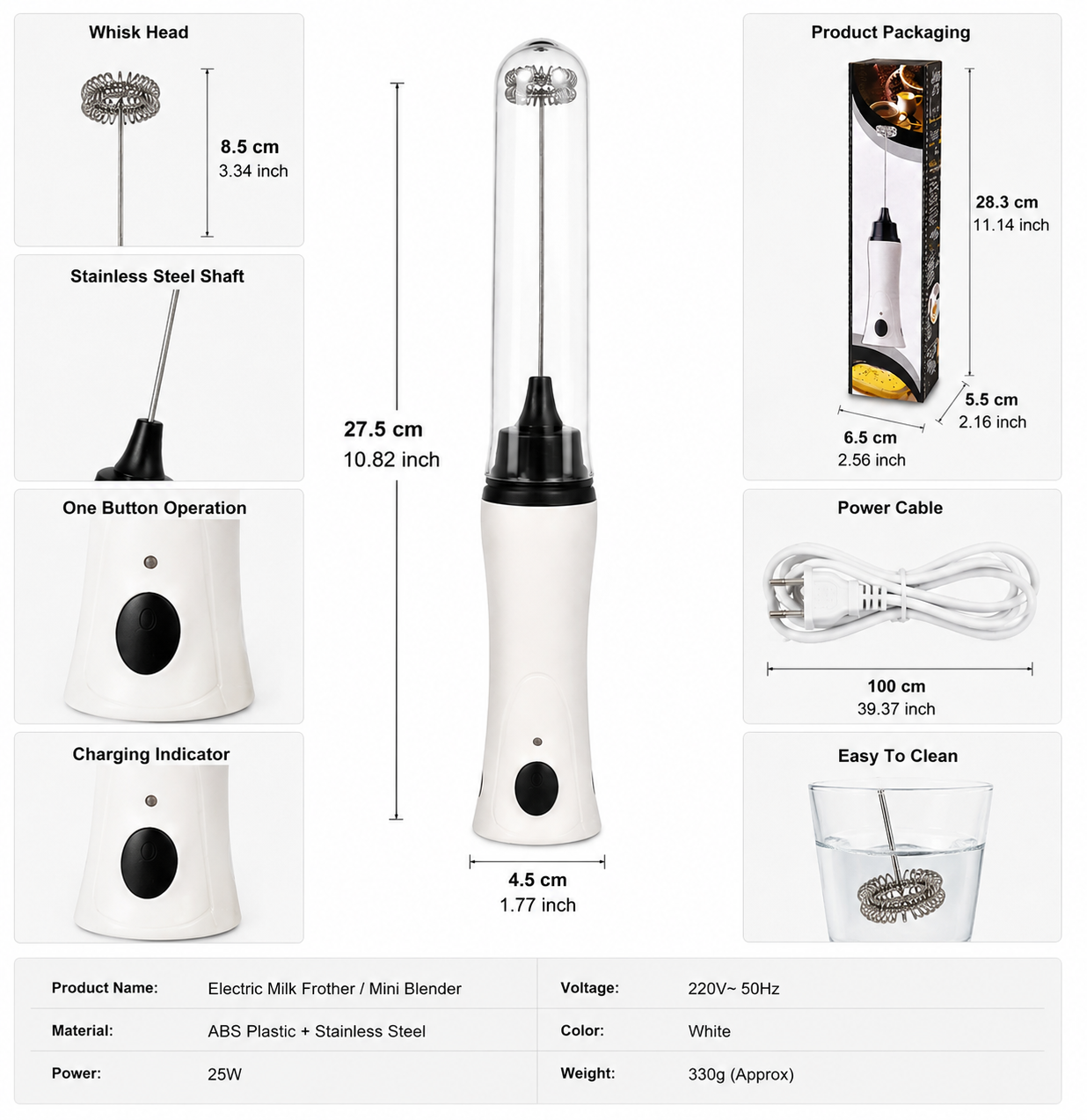 Rechargeable Electric Milk Frother & Coffee Whisk