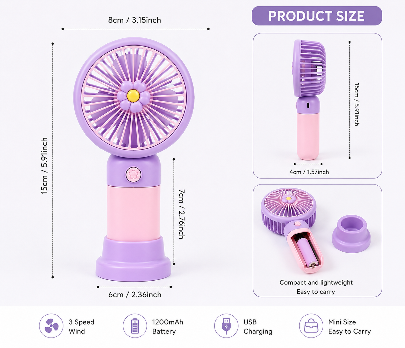 Mini Fan USB Rechargeable Handheld