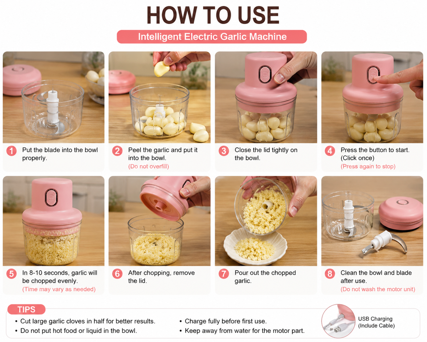 Mini Electric Garlic Chopper 250ml