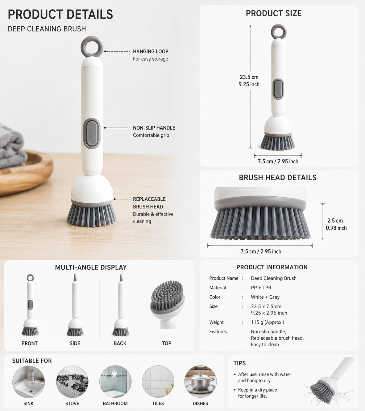 Rotating Soap Dispensing Dish Brush