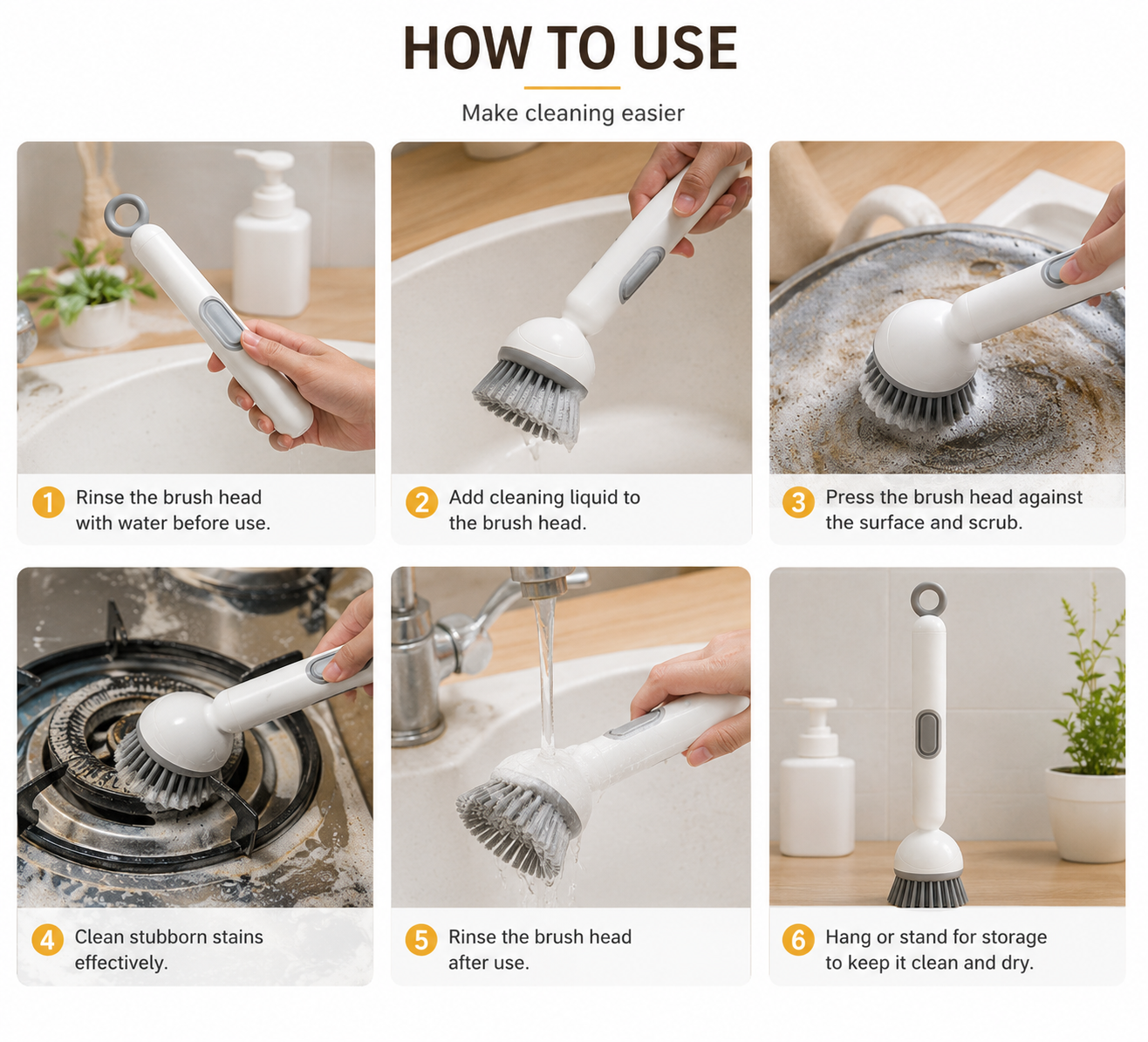 Rotating Soap Dispensing Dish Brush