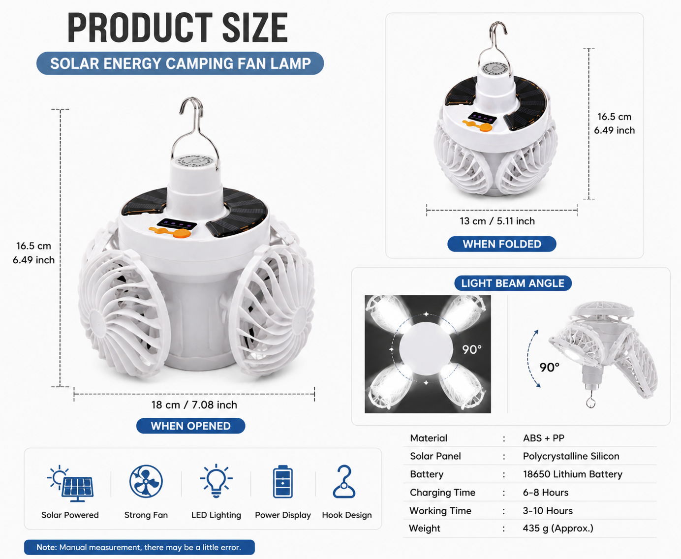 Solar Rechargeable Camping Fan And Light