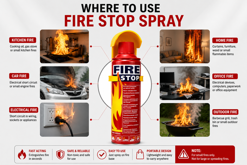 Fire Stop 500ml Portable Fire Extinguisher Spray for Home, Kitchen, Car & Office