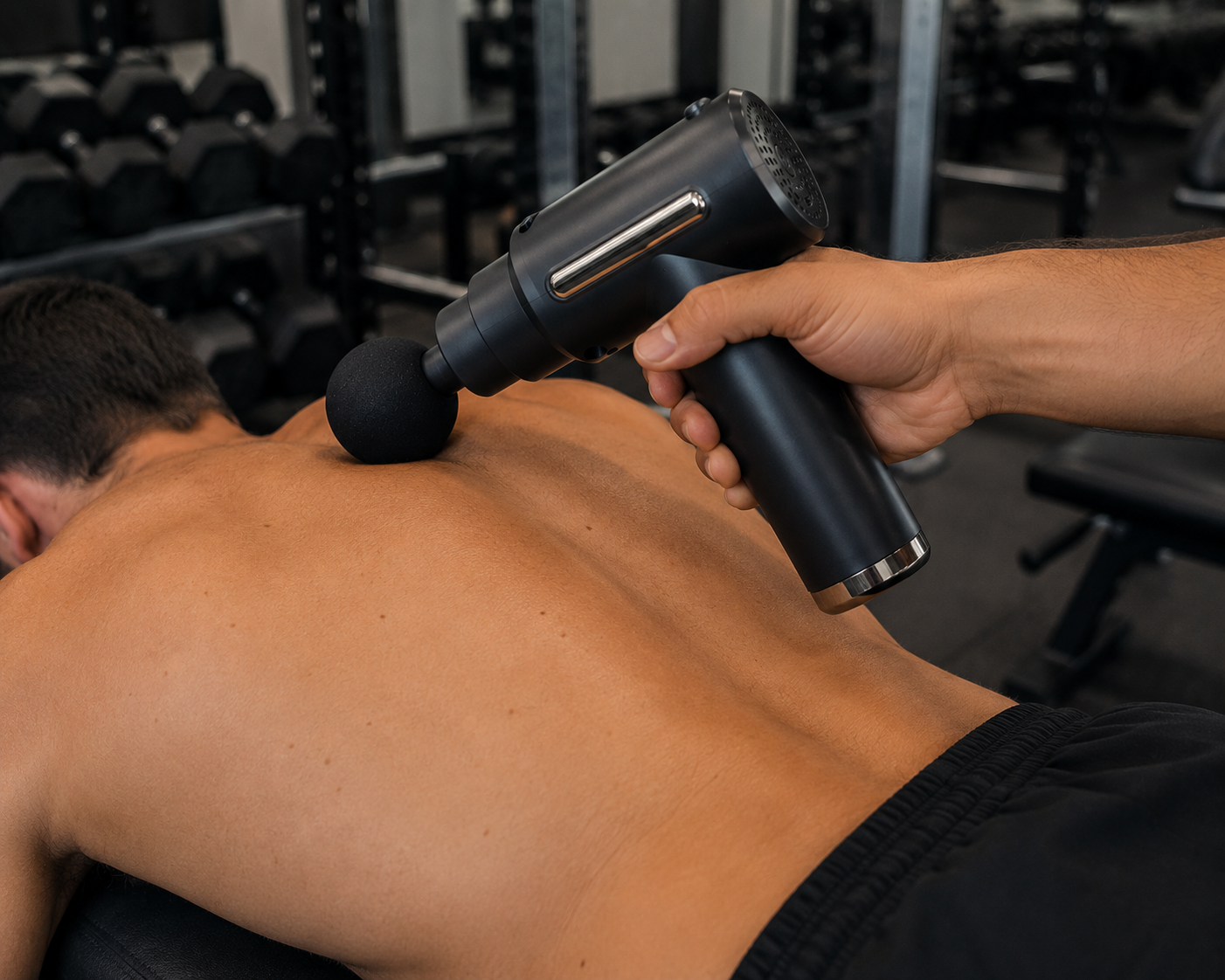 Massage Gun for Muscle Recovery – Deep Tissue Portable Electric Body Massager with 4 Massage Heads & Rechargeable Battery
