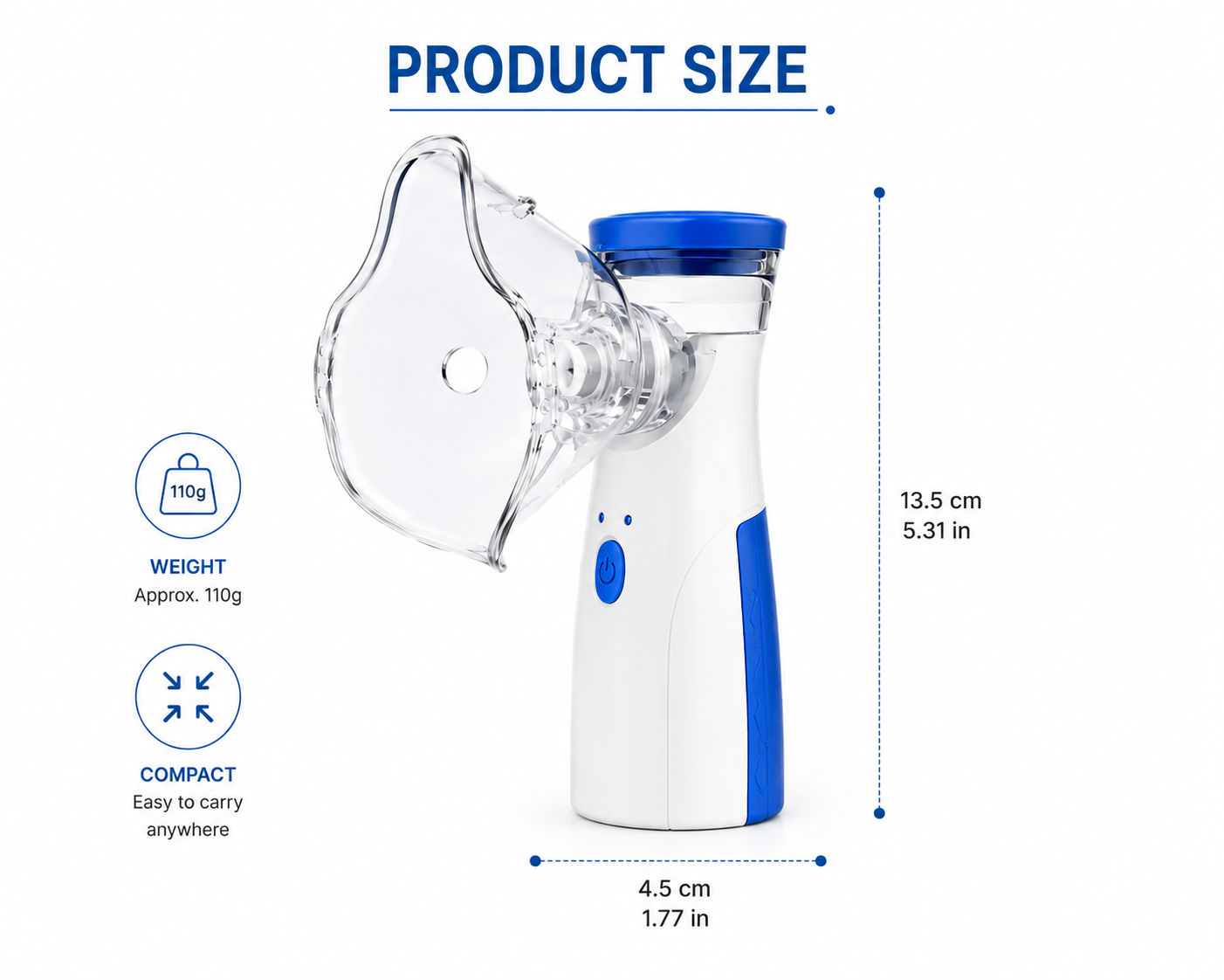 Portable Mesh Nebulizer Machine for Adults & Kids | Rechargeable Medicine Inhaler Nebulizer for Breathing Relief, Cough, Asthma | Masks for Kids & Adults
