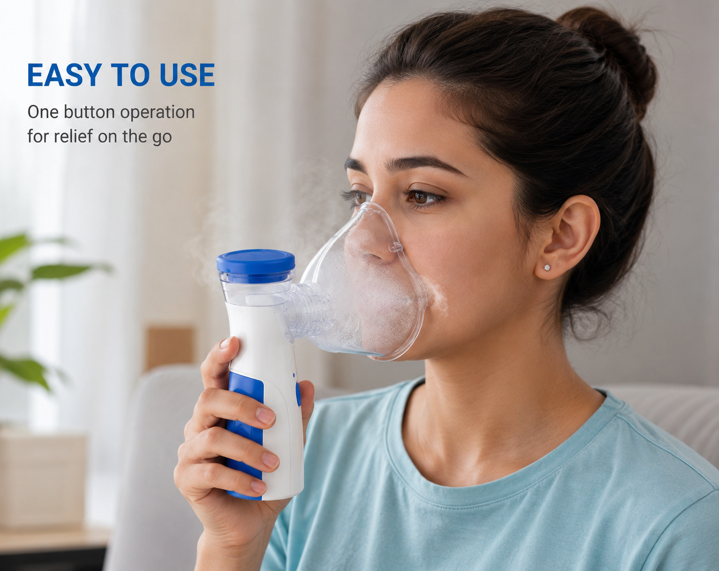 Portable Mesh Nebulizer Machine for Adults & Kids | Rechargeable Medicine Inhaler Nebulizer for Breathing Relief, Cough, Asthma | Masks for Kids & Adults