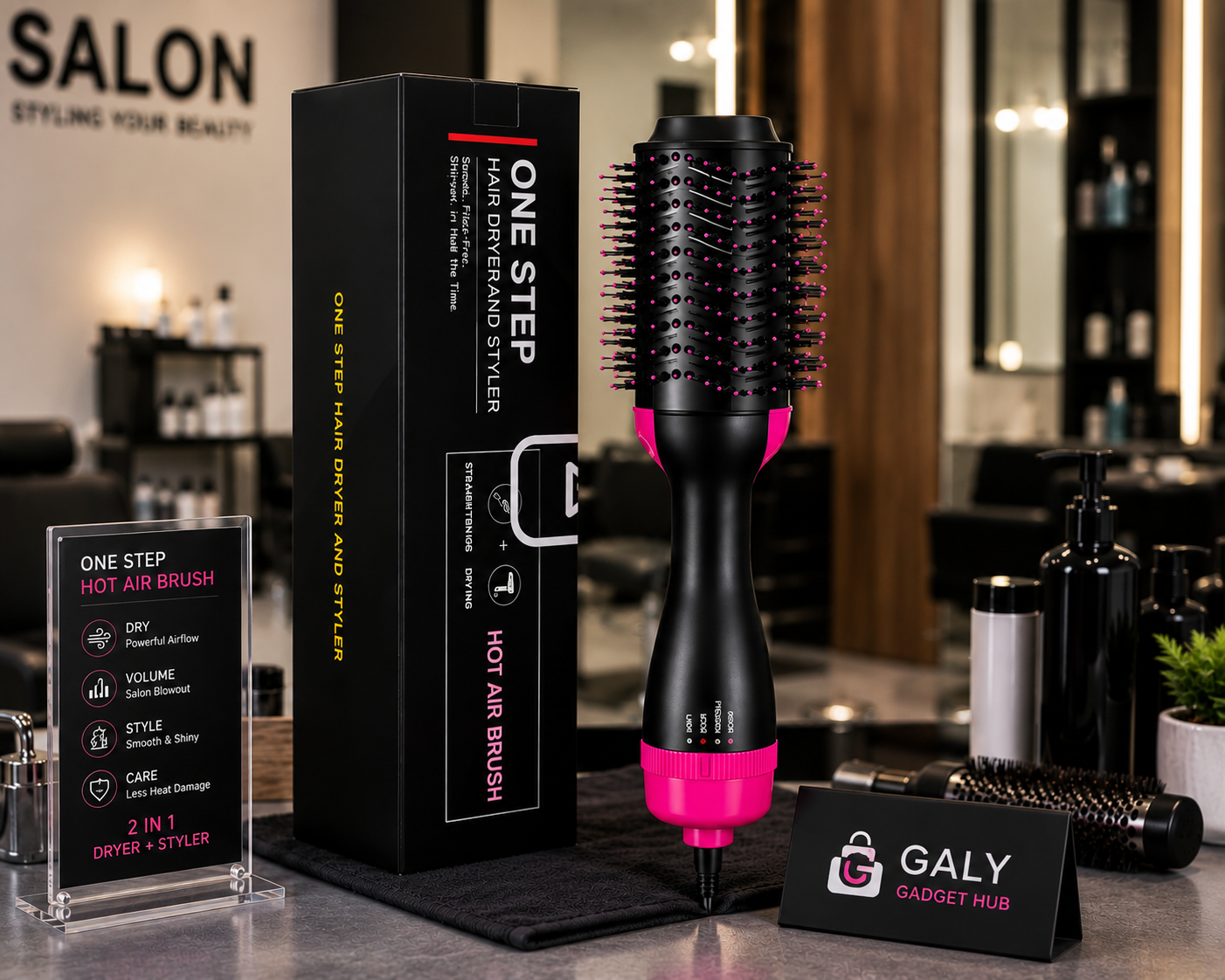One Step Hot Air Brush – 2 In 1 Hair Dryer & Styler Brush