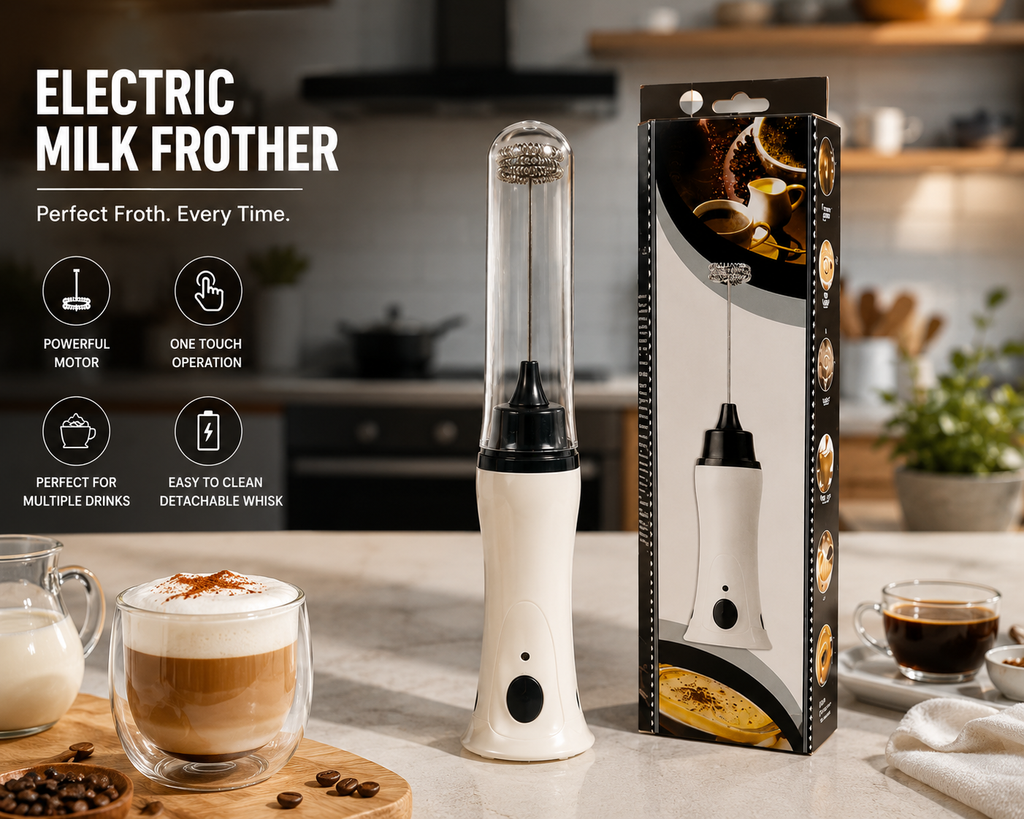Electric Coffee Foam Maker & Milk Frother Handheld USB Rechargeable Mini Whisk for Cappuccino, Latte, Hot Chocolate & Matcha