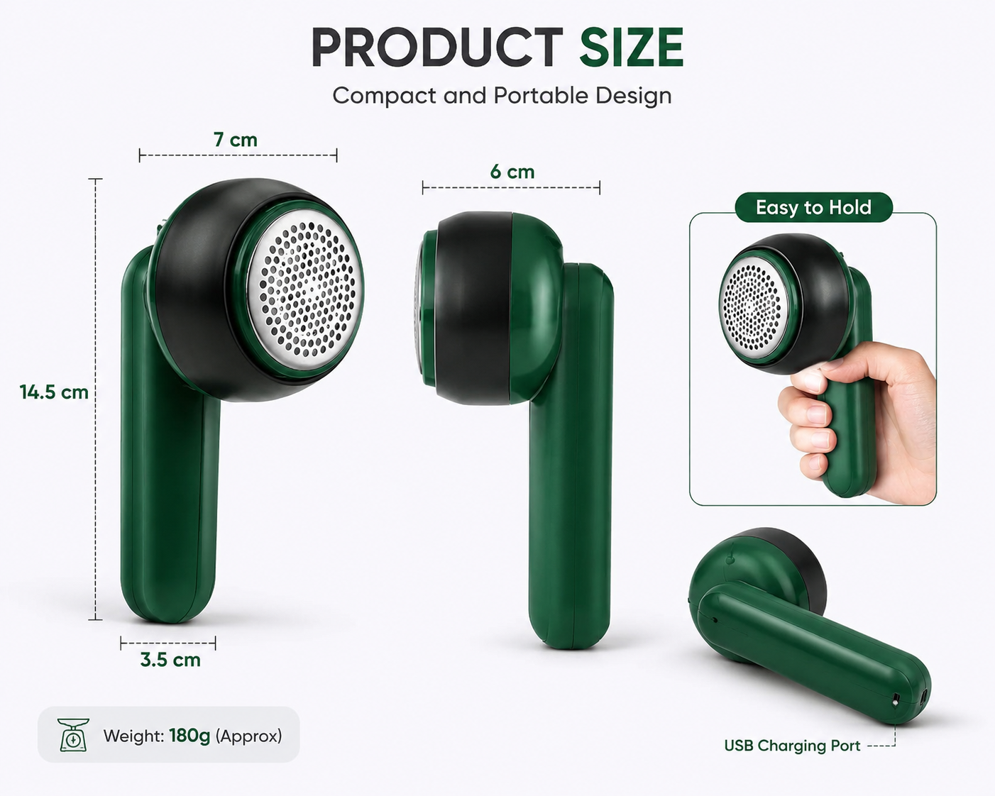 Fabric Lint Remover USB Rechargeable Portable Clothes Fuzz & Bobble Remover for Sweaters, Wool & Furniture