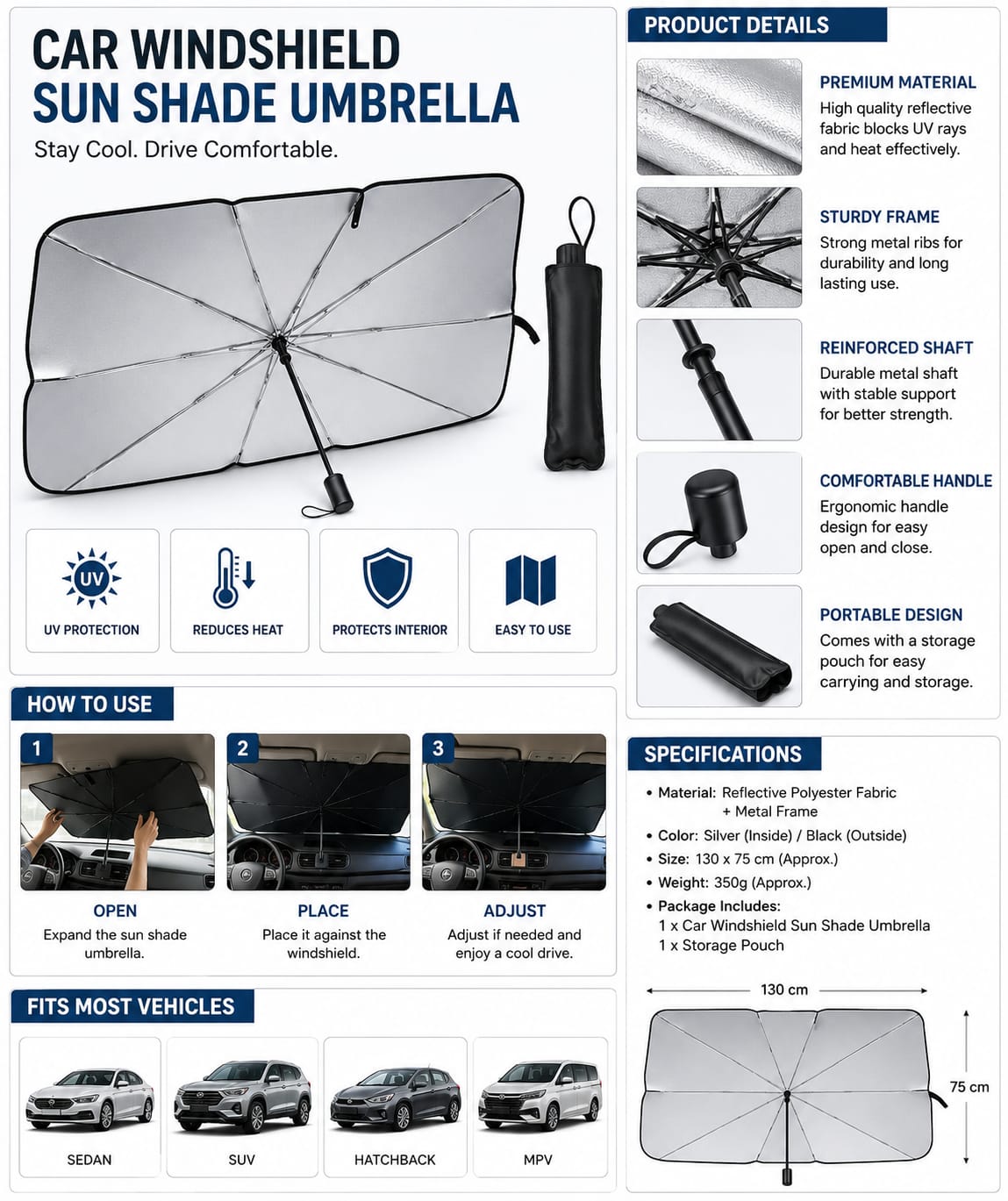 Car Windshield Sun Shade Umbrella