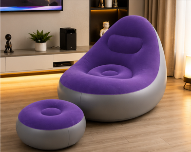 Inflatable Air Sofa Chair with Footrest – Portable Lazy Couch for Home & Outdoor Relaxing