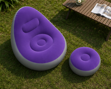 Inflatable Air Sofa Chair with Footrest – Portable Lazy Couch for Home & Outdoor Relaxing