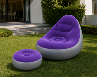 Inflatable Air Sofa Chair with Footrest – Portable Lazy Couch for Home & Outdoor Relaxing
