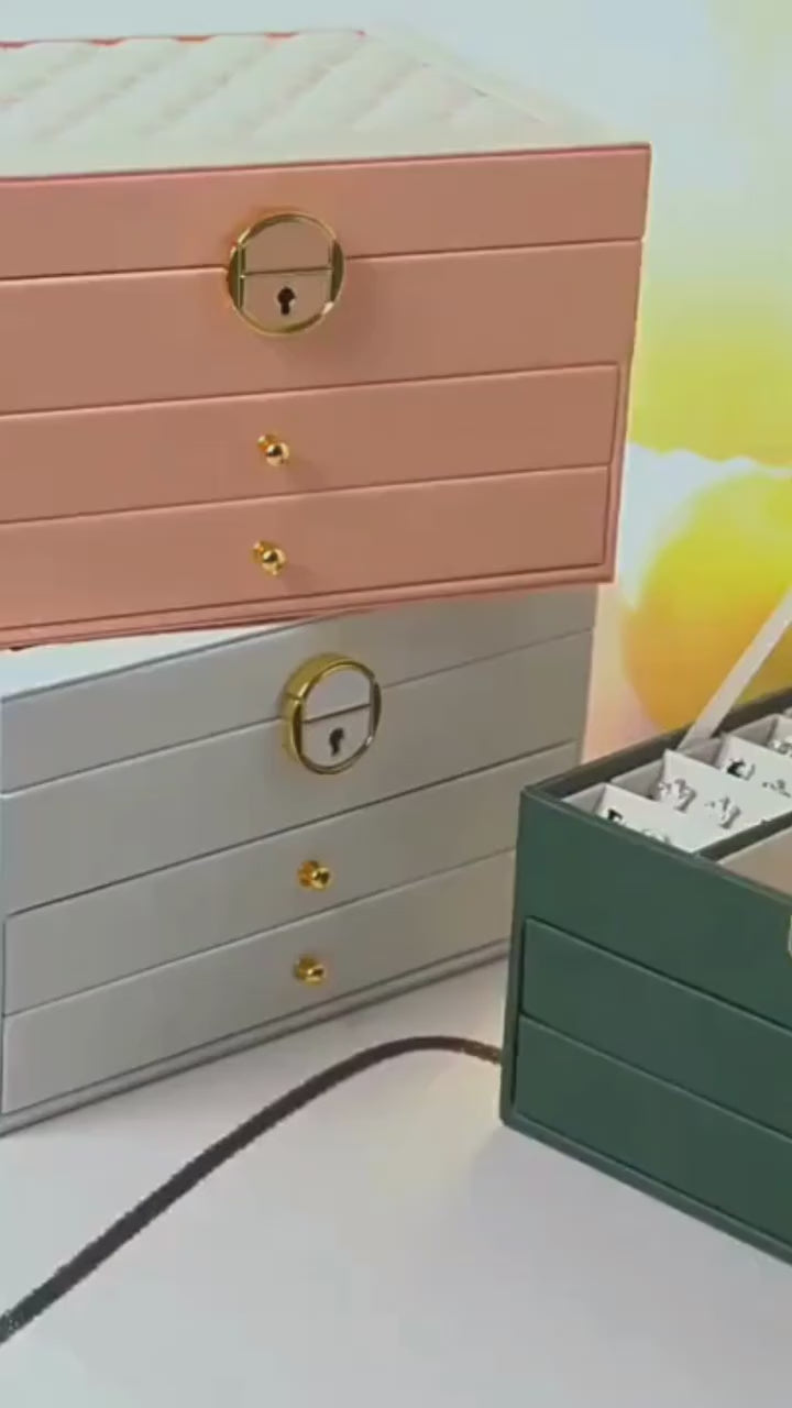 Luxury Jewellery Organizer Box with Lock – 3 Layer Storage Case for Rings, Earrings, Necklaces & Watches